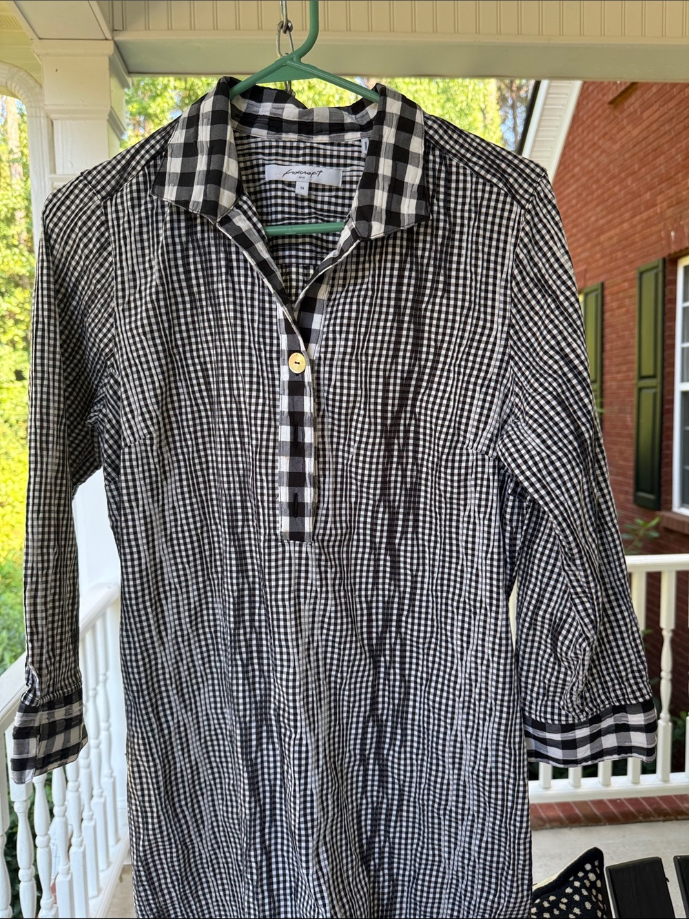 Classic Black & White Gingham Women’s Shirt - Lightweight Dress